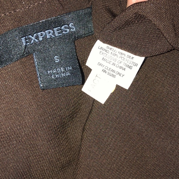 Express Brown Tiered A-Line Midi Skirt 100% Silk - Picture 8 of 8